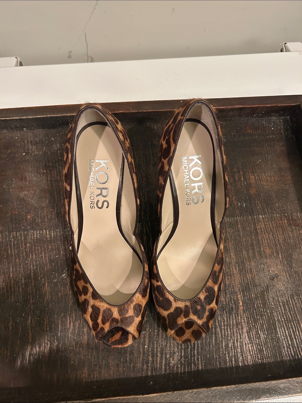 Michael Kors Leopard Print Peep-Toe Pumps - Brown/Black